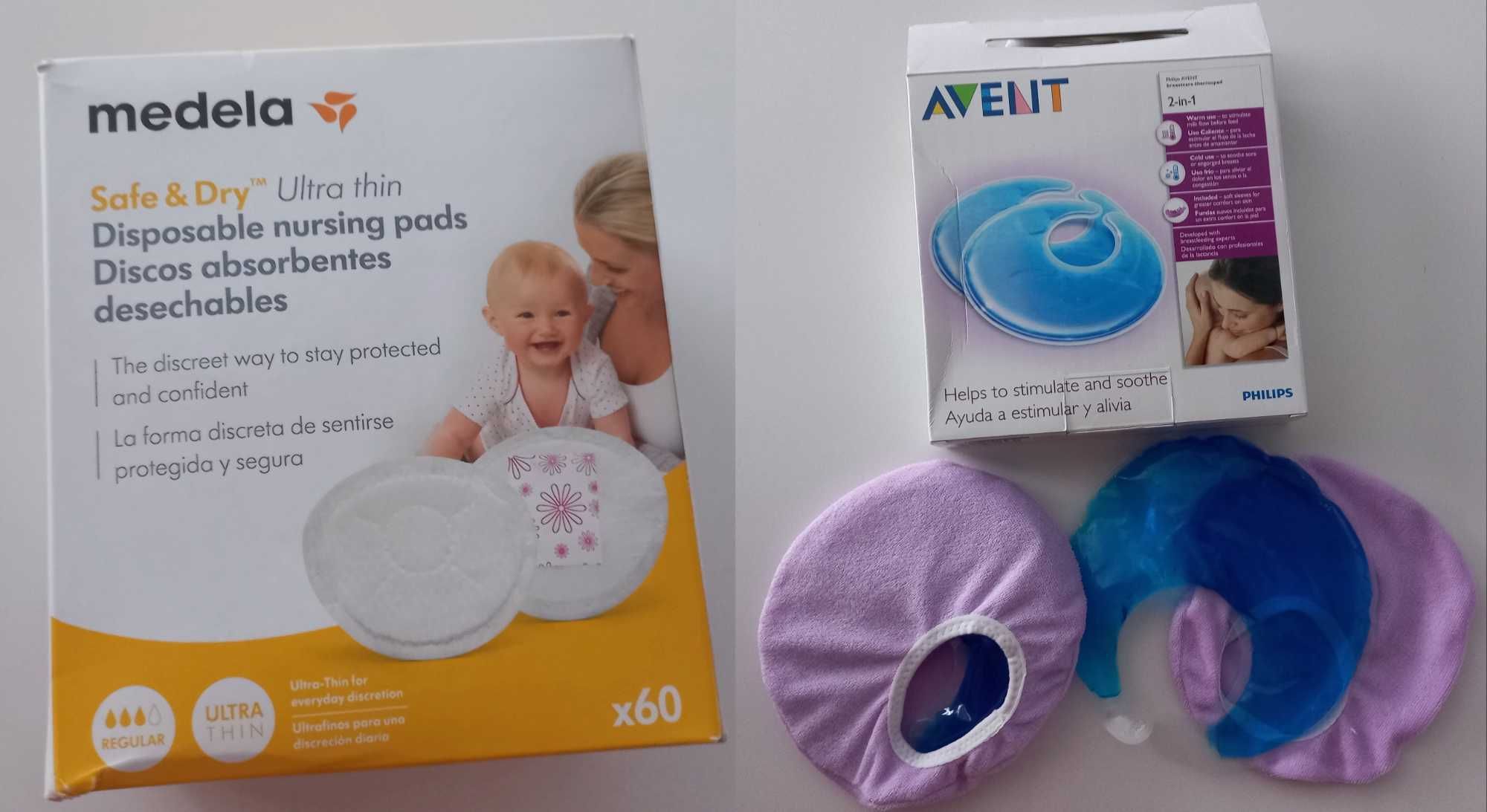 Amamentação: Discos Medela 60unid + Discos hidrogel Philips Avent