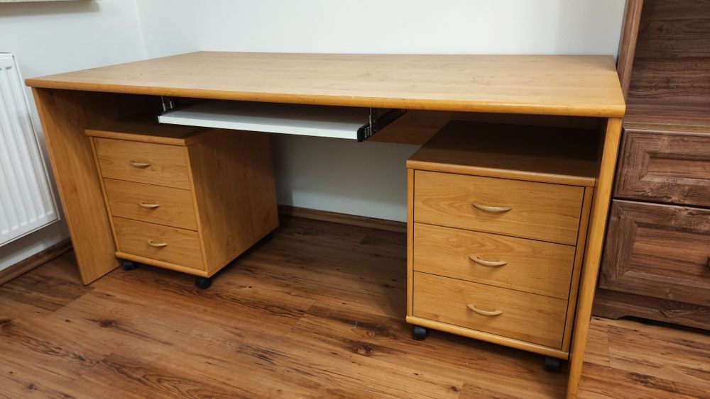 Biurko BRW 160x80x73 z dwoma kontenerami 43x45x54 kolor olcha używane