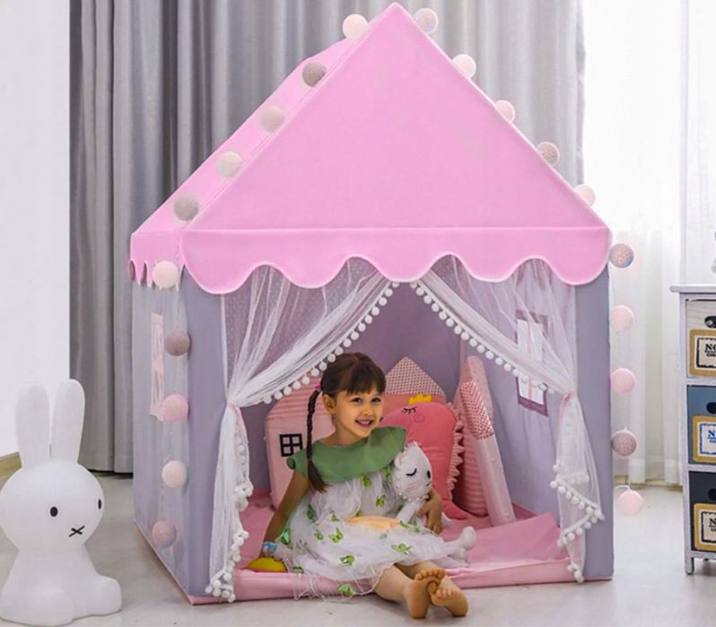 Namiot Domek Zamek z Oświetleniem Lampki Ogrodowy Domowy dla Dzieci