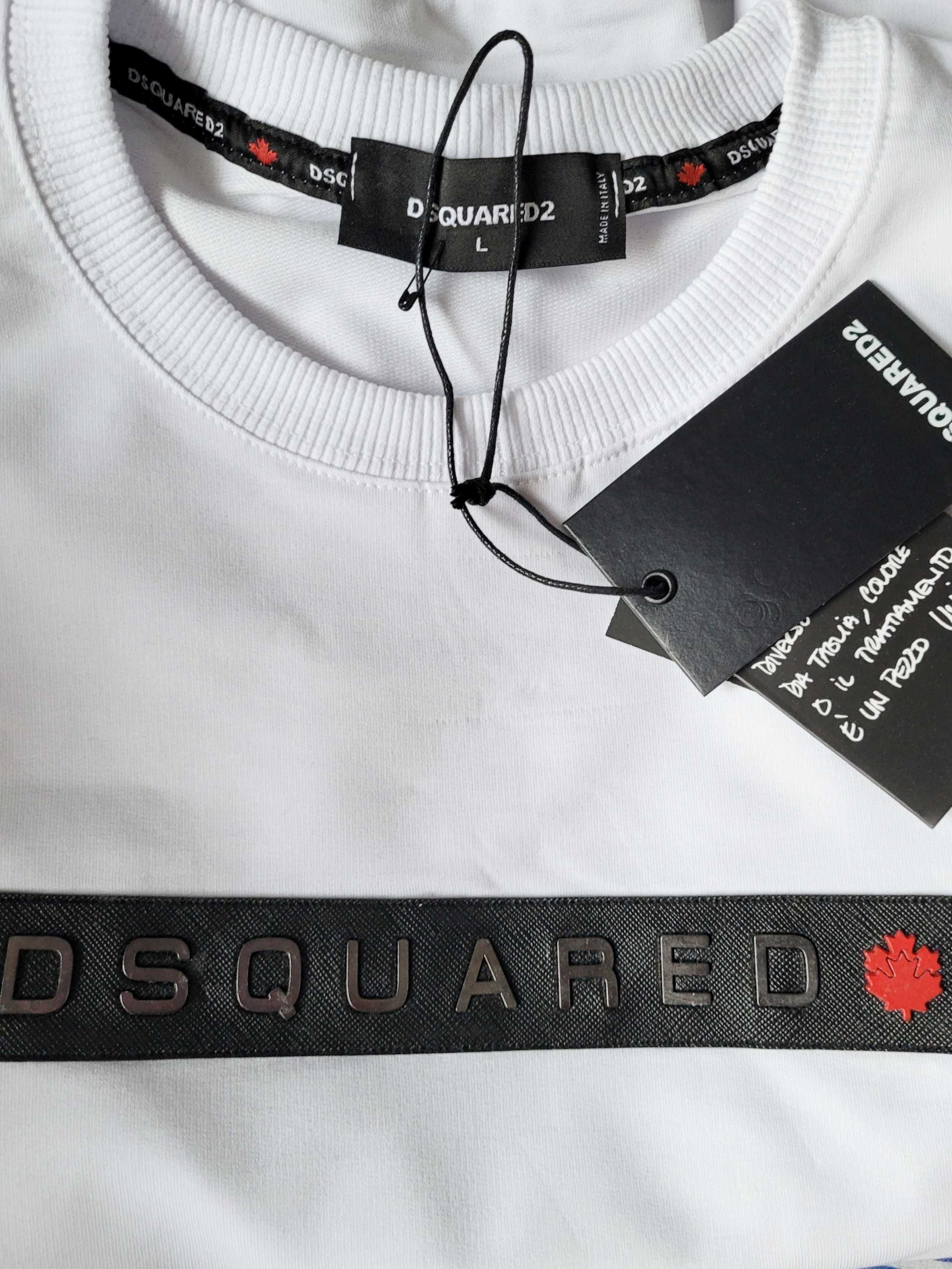 Dsquared2 Bluza męska DS biała blaszka Wyprzedaż