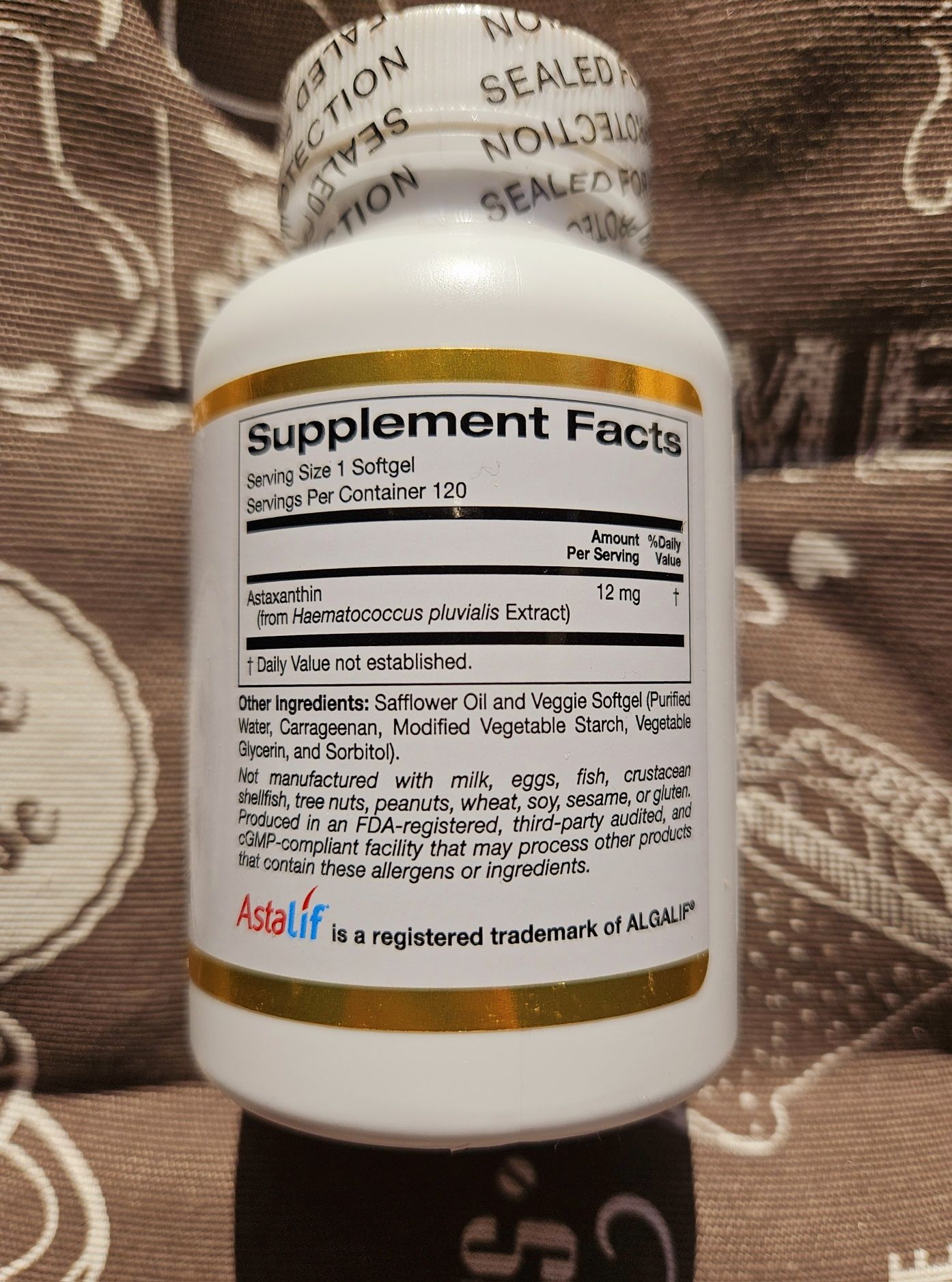 California Gold чистий астаксантин astalif astaxanthin 12 мг 30 120 шт