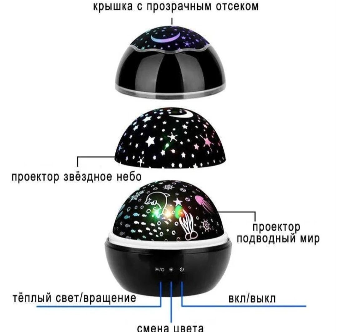 Проектор-ночник 2в1 Звёздное небо / Подводный мир