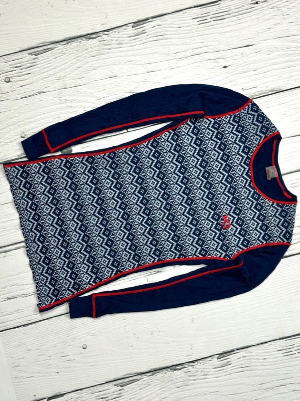 Kari Traa Wełniana Koszulka Longsleeve Damska Wzór Norweski Logo r. M