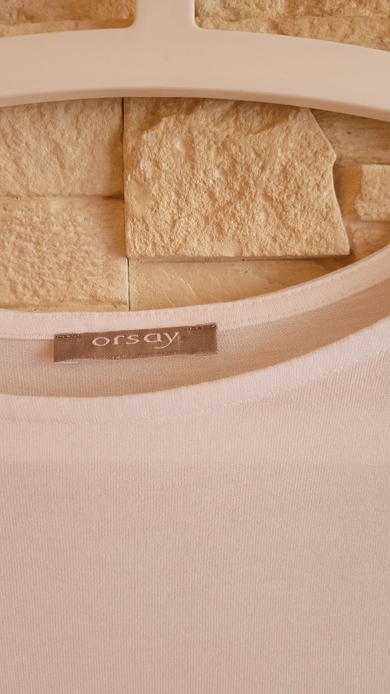 Orsay 42 XL top biała bluzka z krótkim rękawem