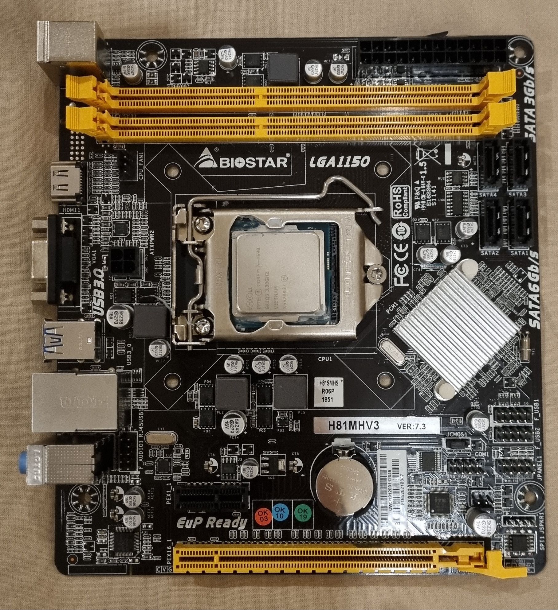 Conjunto Motherboard H81MHV3 + CPU INTEL CORE i5-4590