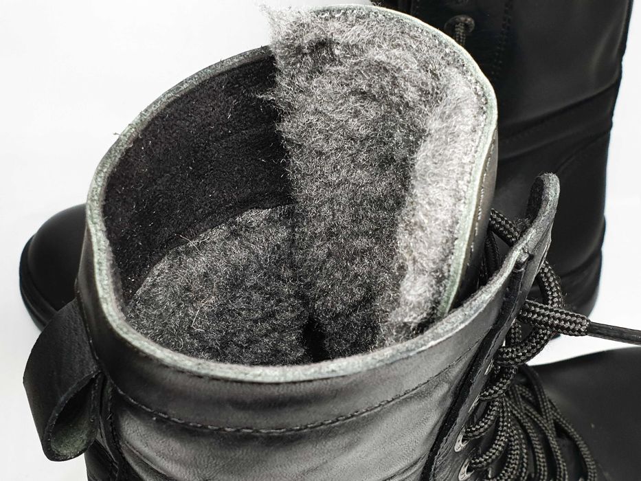 38-46 Черные харьковские прошитые кожаные мужские зимние берцы ботинки