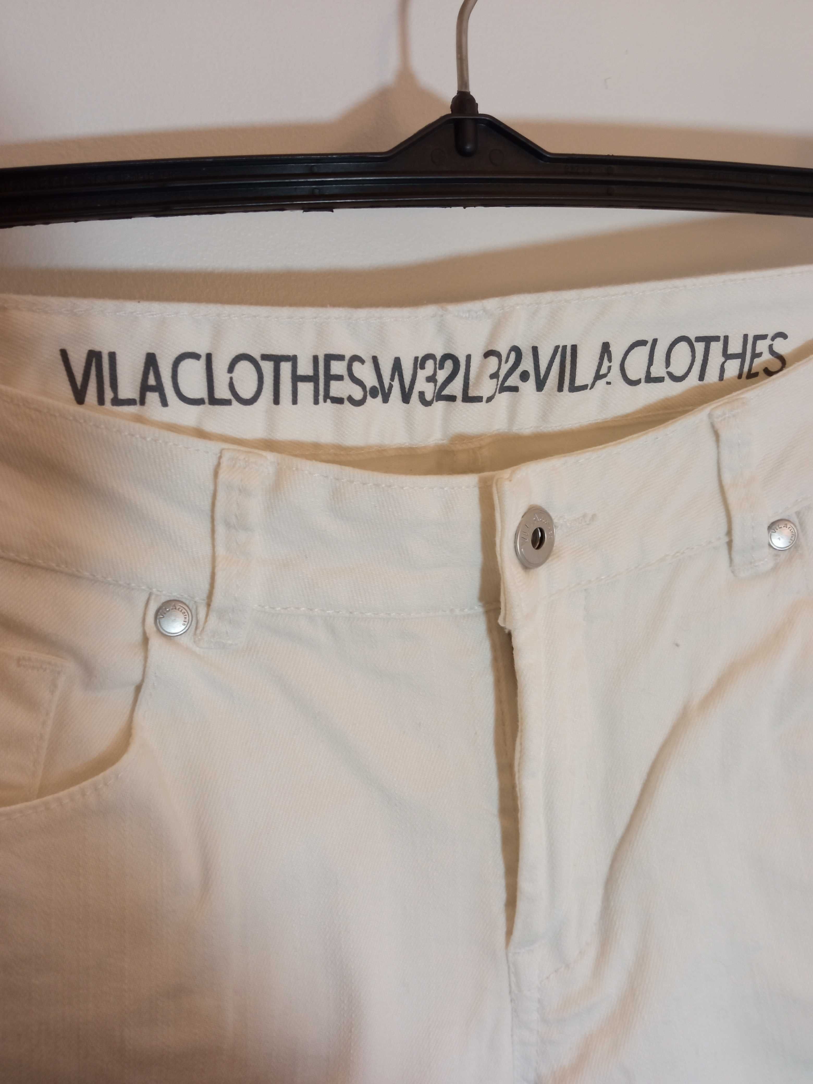 Białe spodnie damskie proste nogawki Vila L 40 bawełna