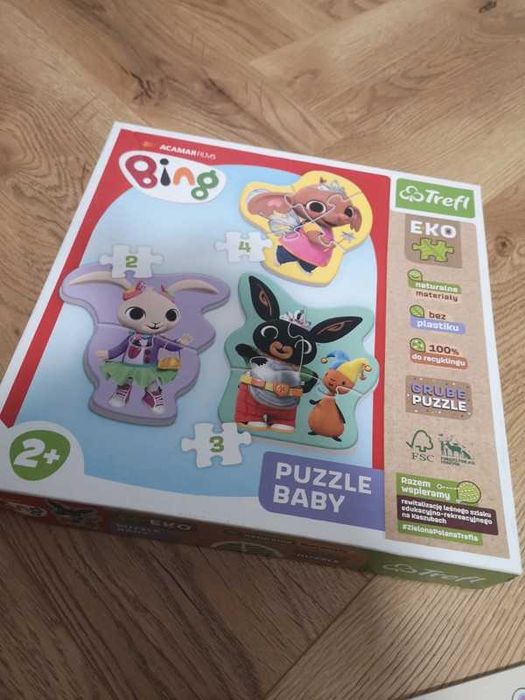 Zestaw zabawek puzzle drewniane Peppa Pig Bing 2+ (dla dwulatka)