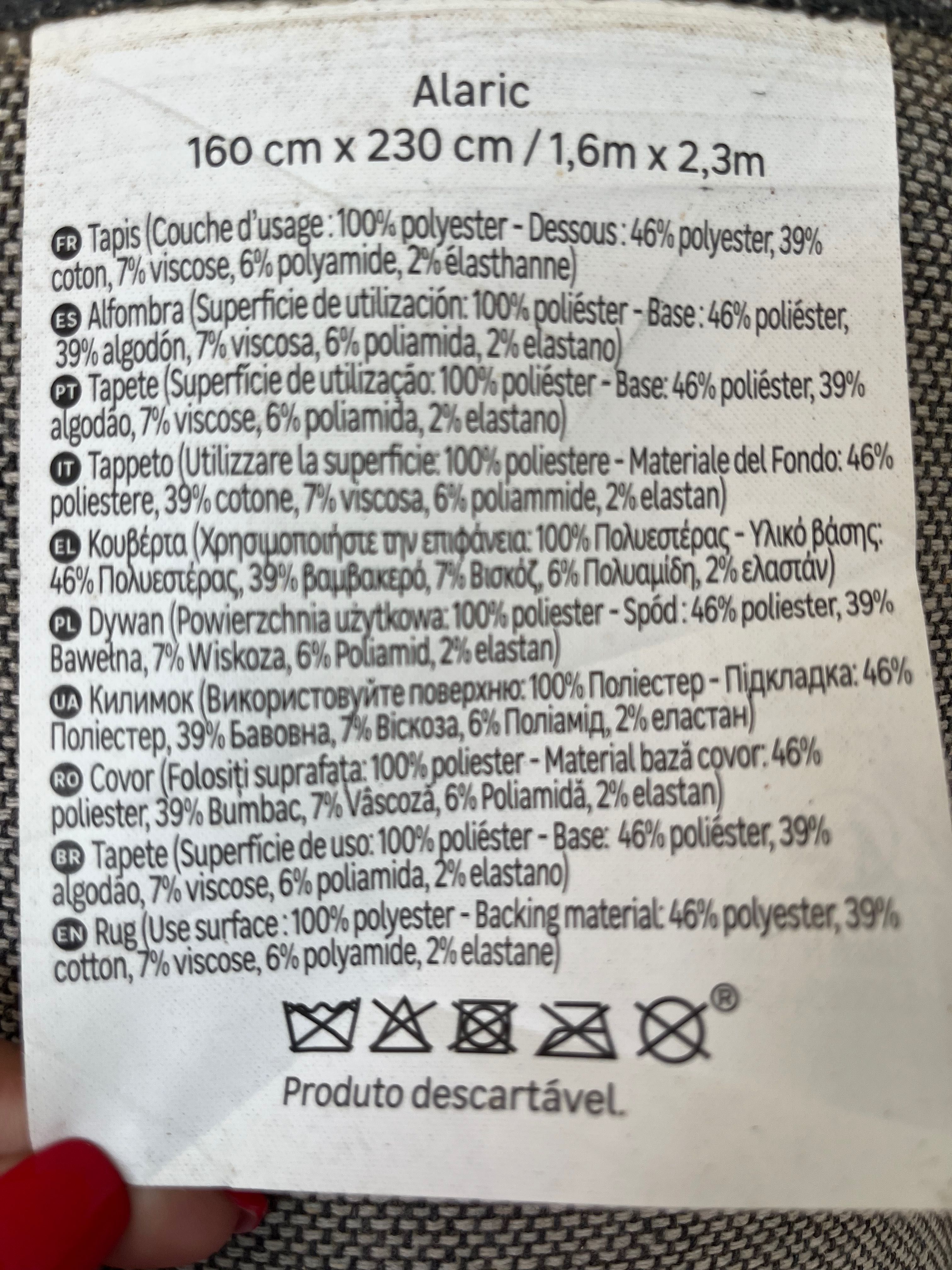 Carpete cinzenta 160 cm x 230 cm