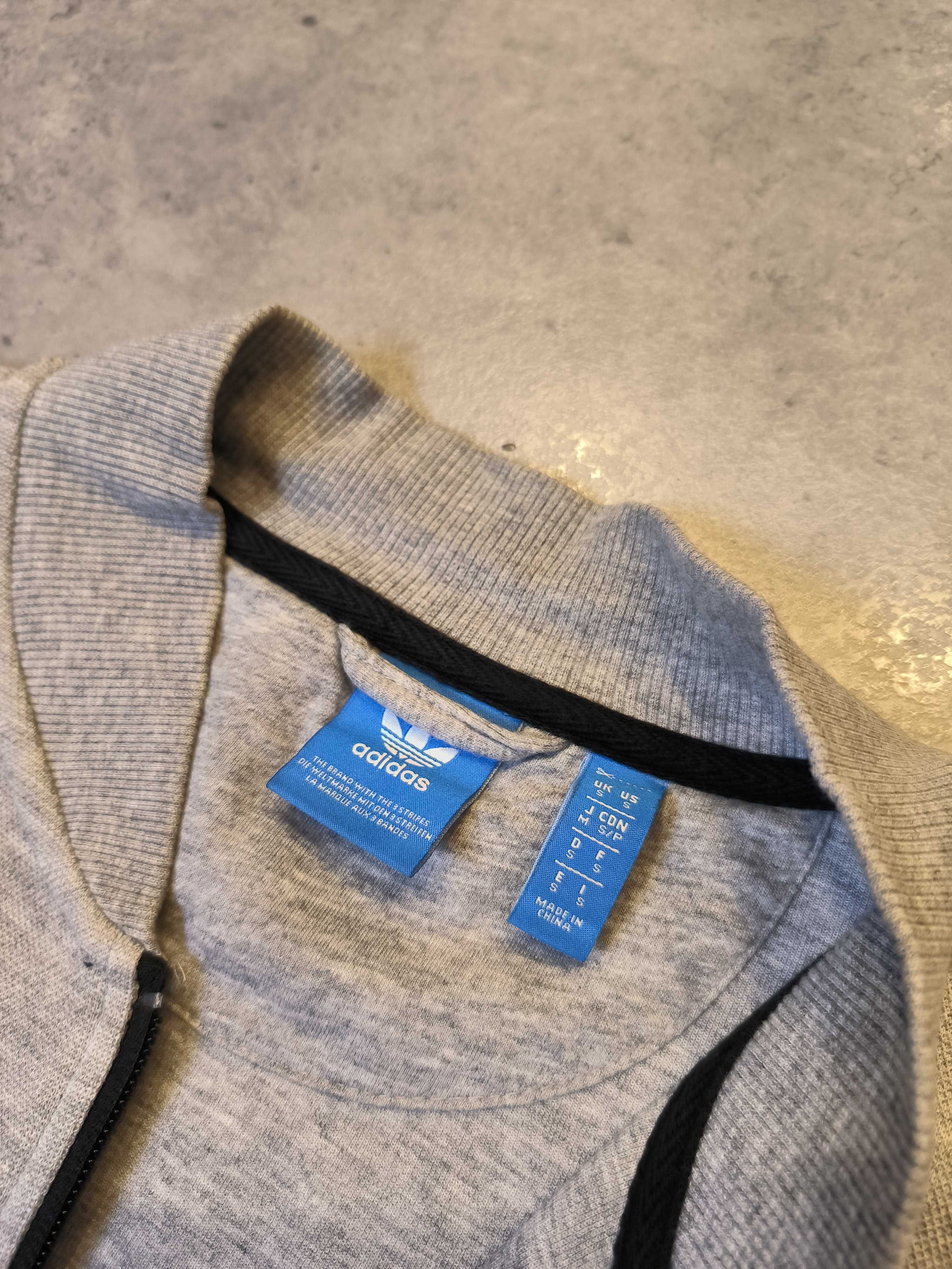 Bluza Rozpinana Adidas Małe Logo Zip Szara