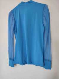 Błękitna bluzka damska z dlugimi transparentnymi rękawami,r. Uni