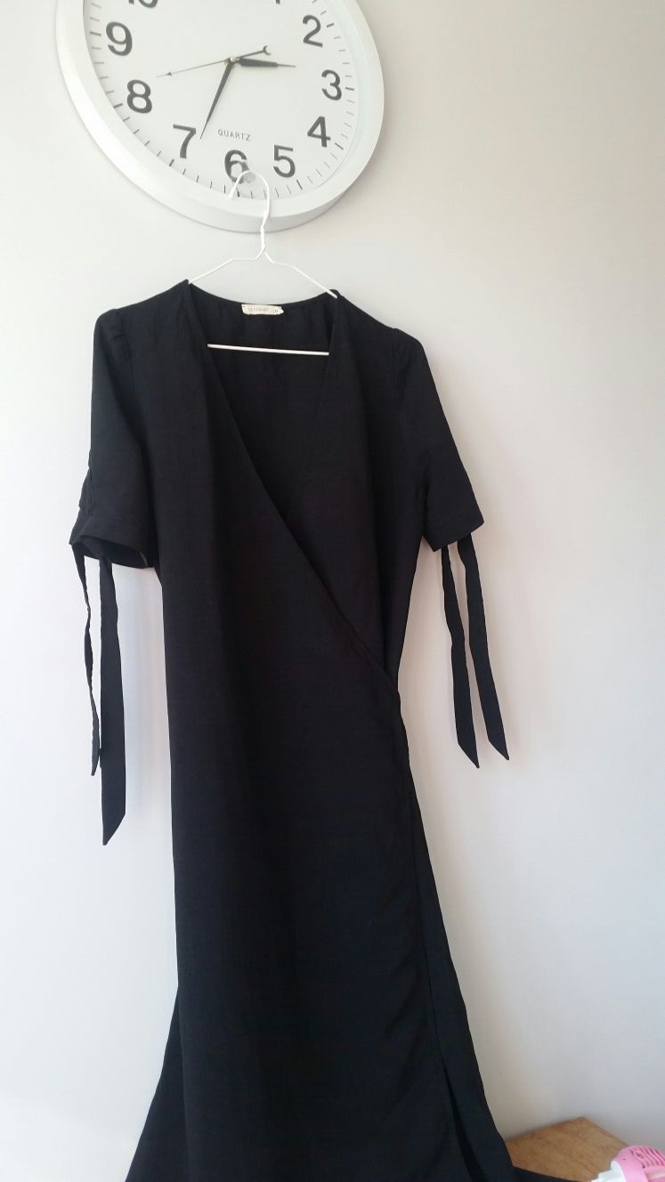 Le collet wrap long black rozmiar M sukienka lniana