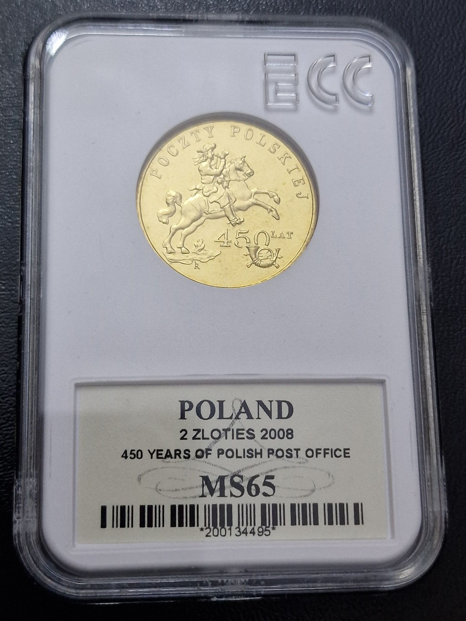 2 zł 450 lat Poczty Polskiej 2008r Grading