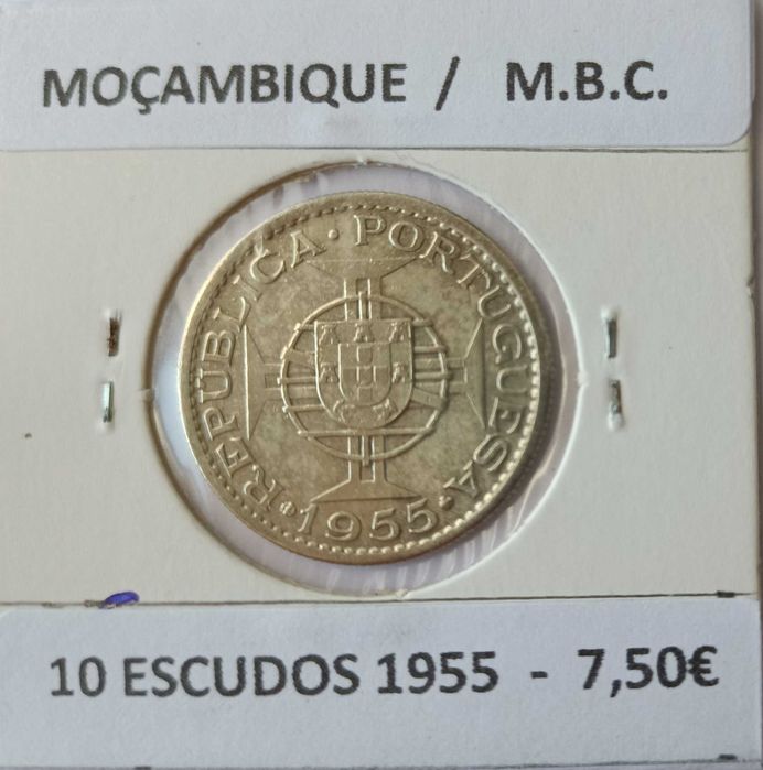 5 Moedas Portuguesas 10 Escudos Prata Circuladas Ex Colónia Moçambique