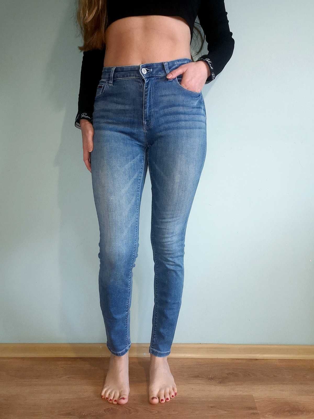 Niebieskie spodnie jeansowa Tommy Hilfiger W26 L30 dżinsy skinny 36 34