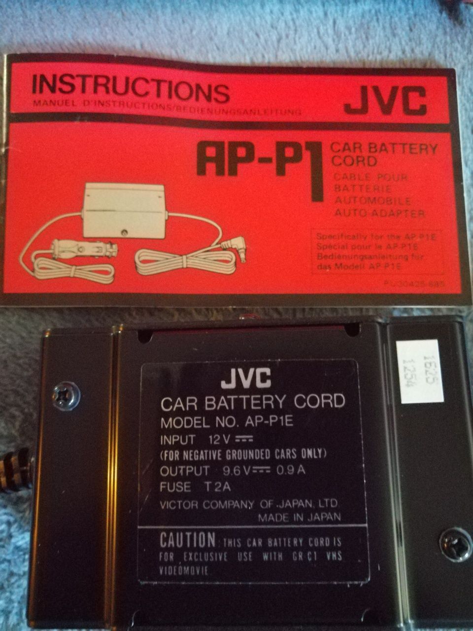 JVC bateria e carregadores câmara VHS-C