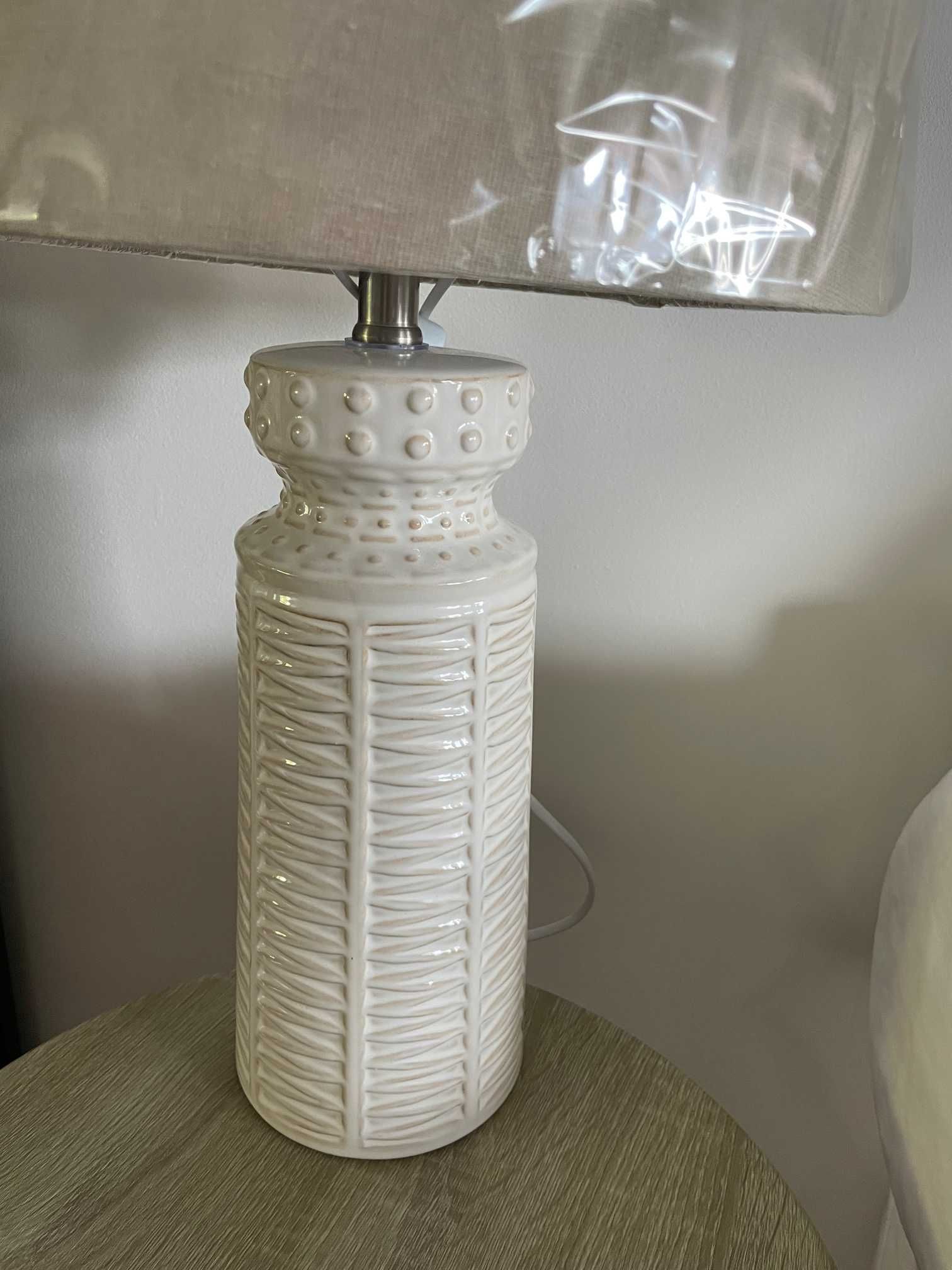 PIĘKNA NOWA lampa stołowa. Len Ceramiczna z kloszem jak len BOHO styl