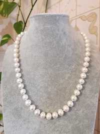 Гарне біле перлинне намисто кольє з натуральних великих перлів