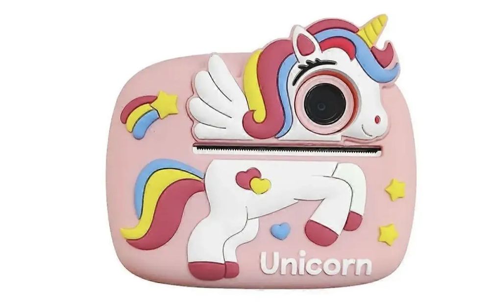Детский фотоаппарат-принтер с моментальной печатью Единорог с крыльями