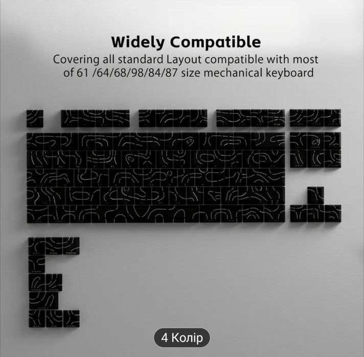 Кейкапи для клавіатури чорний контур