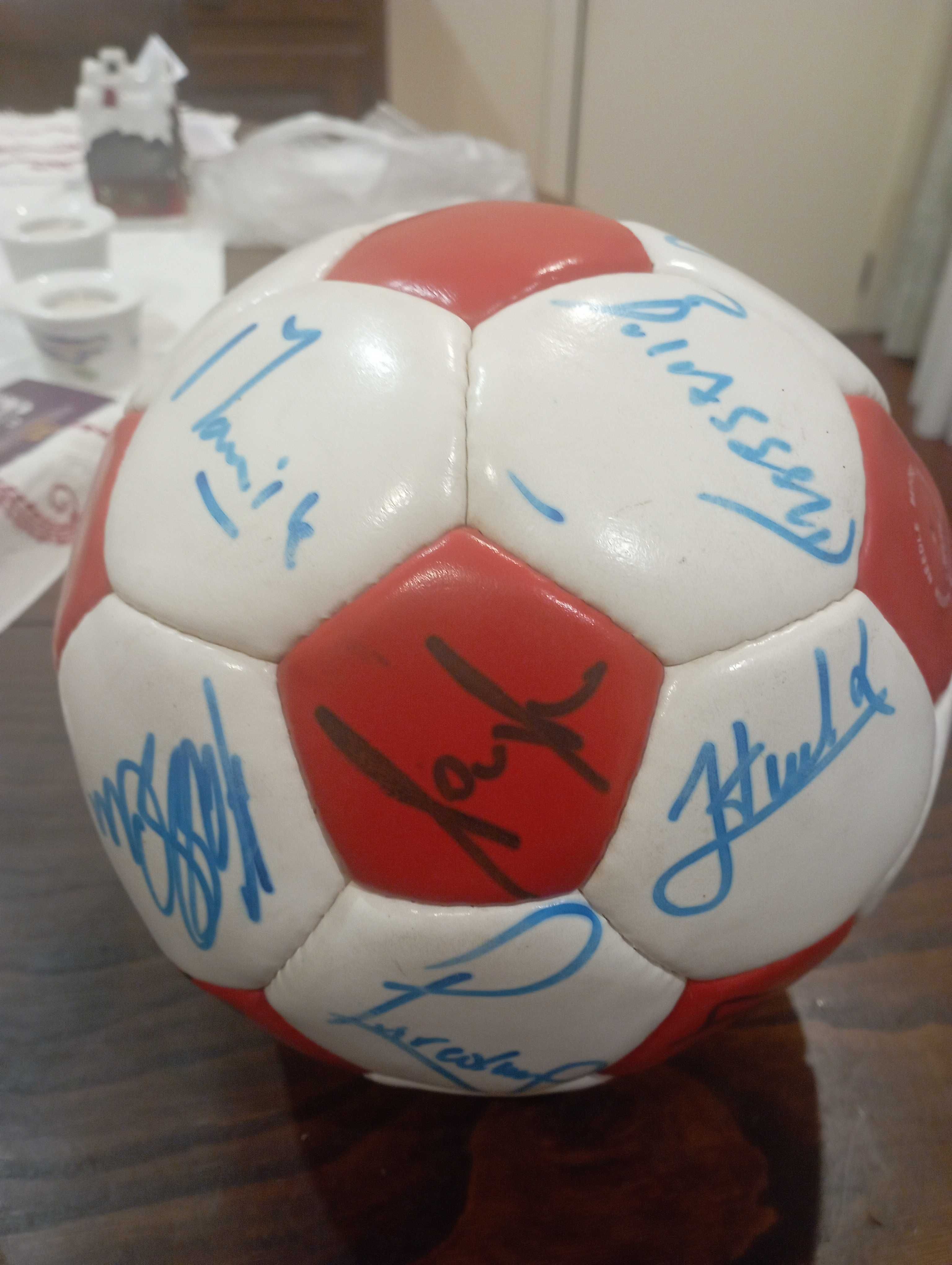 Bola oficial Benfica 1994/1995 autografada: equipa técnica e jogadores