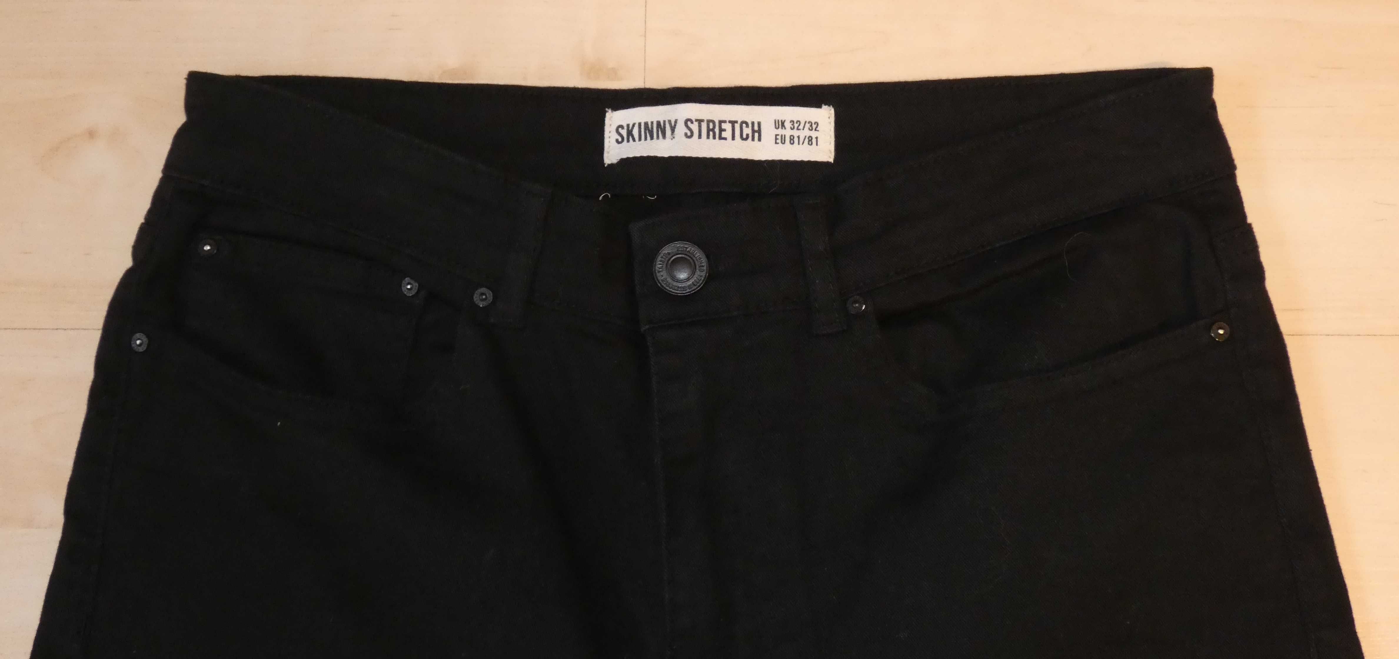 spodnie męskie czarne jeans skinny stretch 32 / 81