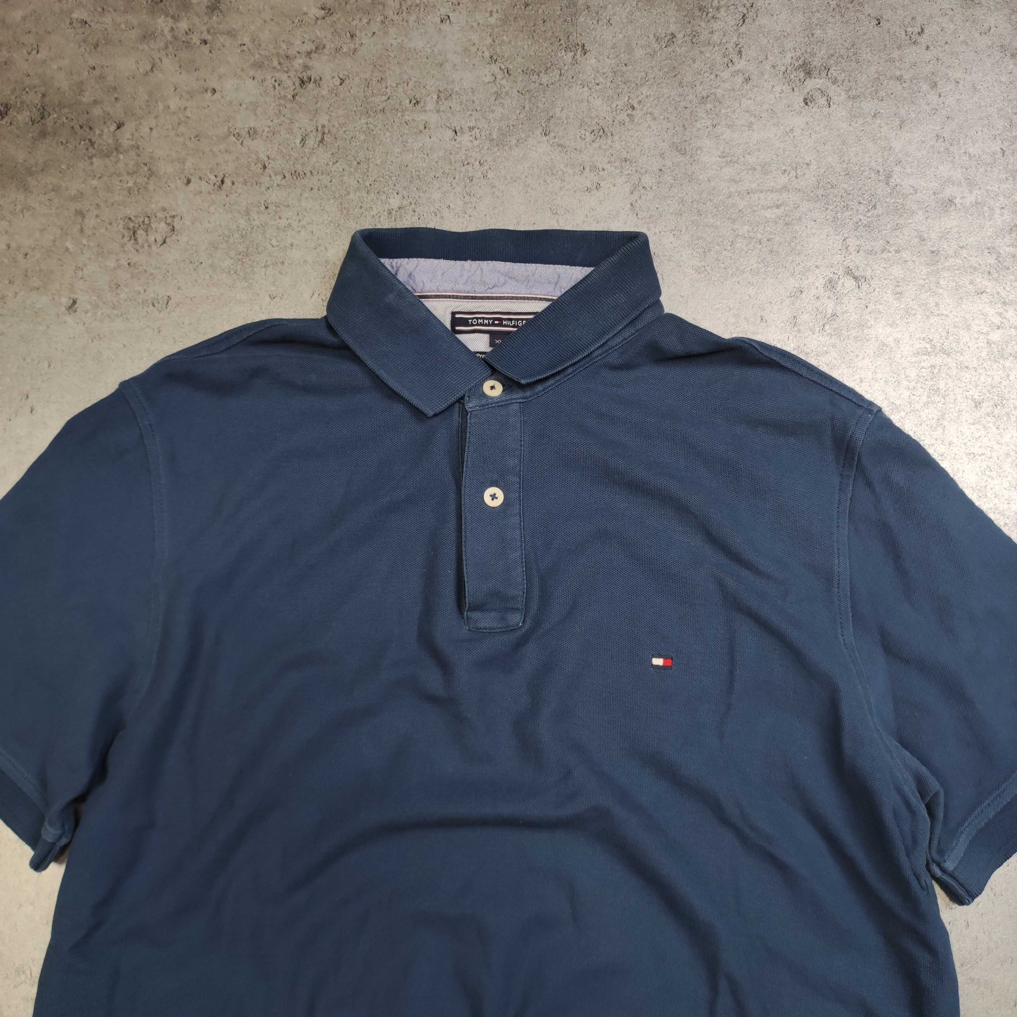 MĘSKA Koszulka Polo Elegancka Granatowa Bawełna Tommy Hilfiger Logo