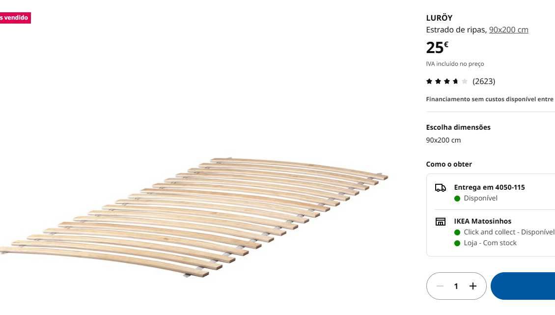 Cama ASKVOLL + Estrado LUROY + Estrutura VESTEROY