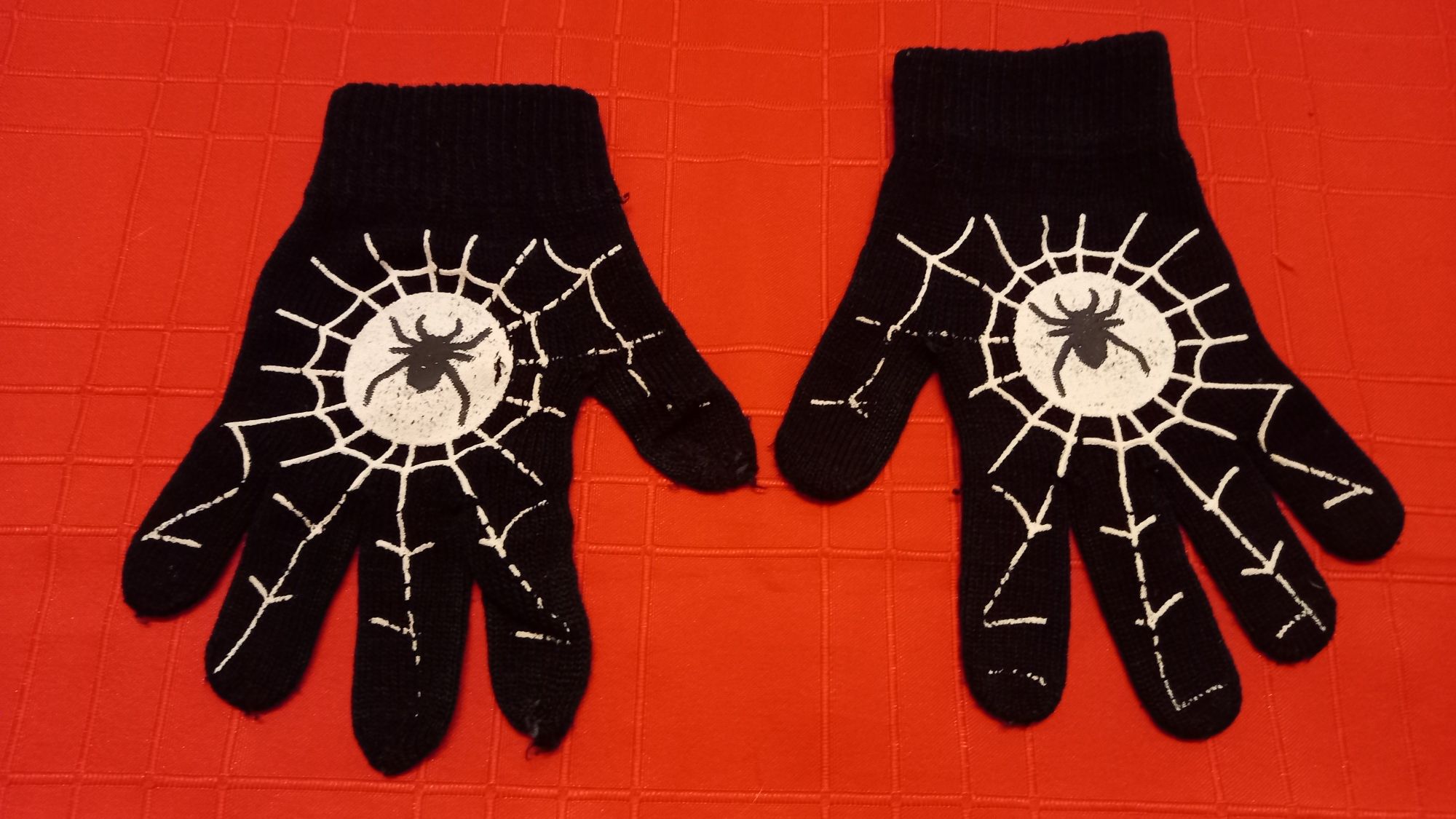 Rękawiczki czarne pająk pajęczyna