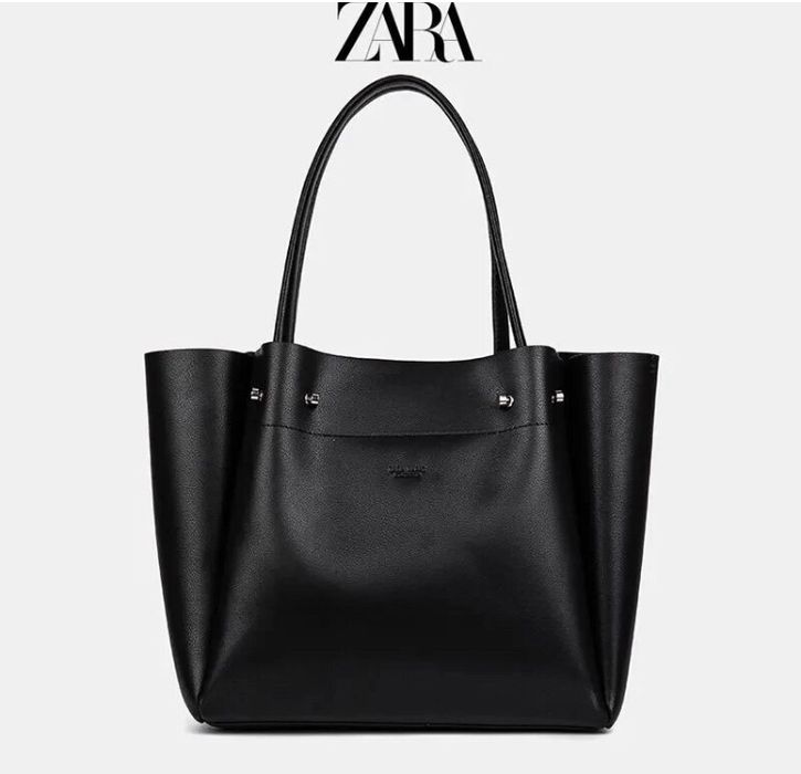 Сумка мешок шоппер ZARA кожаная на плечо женская сумка жіноча шопер