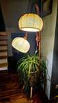Lampa duńska stojąca z lat 60tych drewniana vintage art deco
