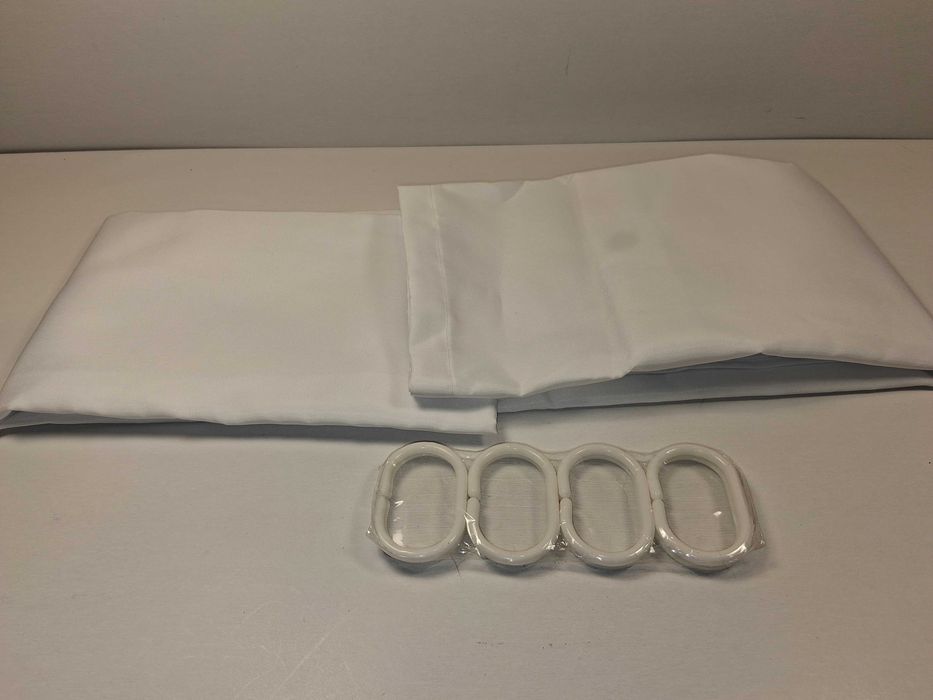 N263 Biała Zasłona Prysznicowa 90x180 Tekstylna Poliestrowa Kółka