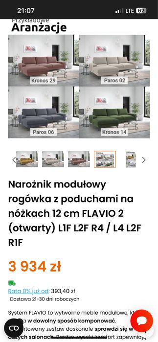 Narożnik modułowy z funkcją spania