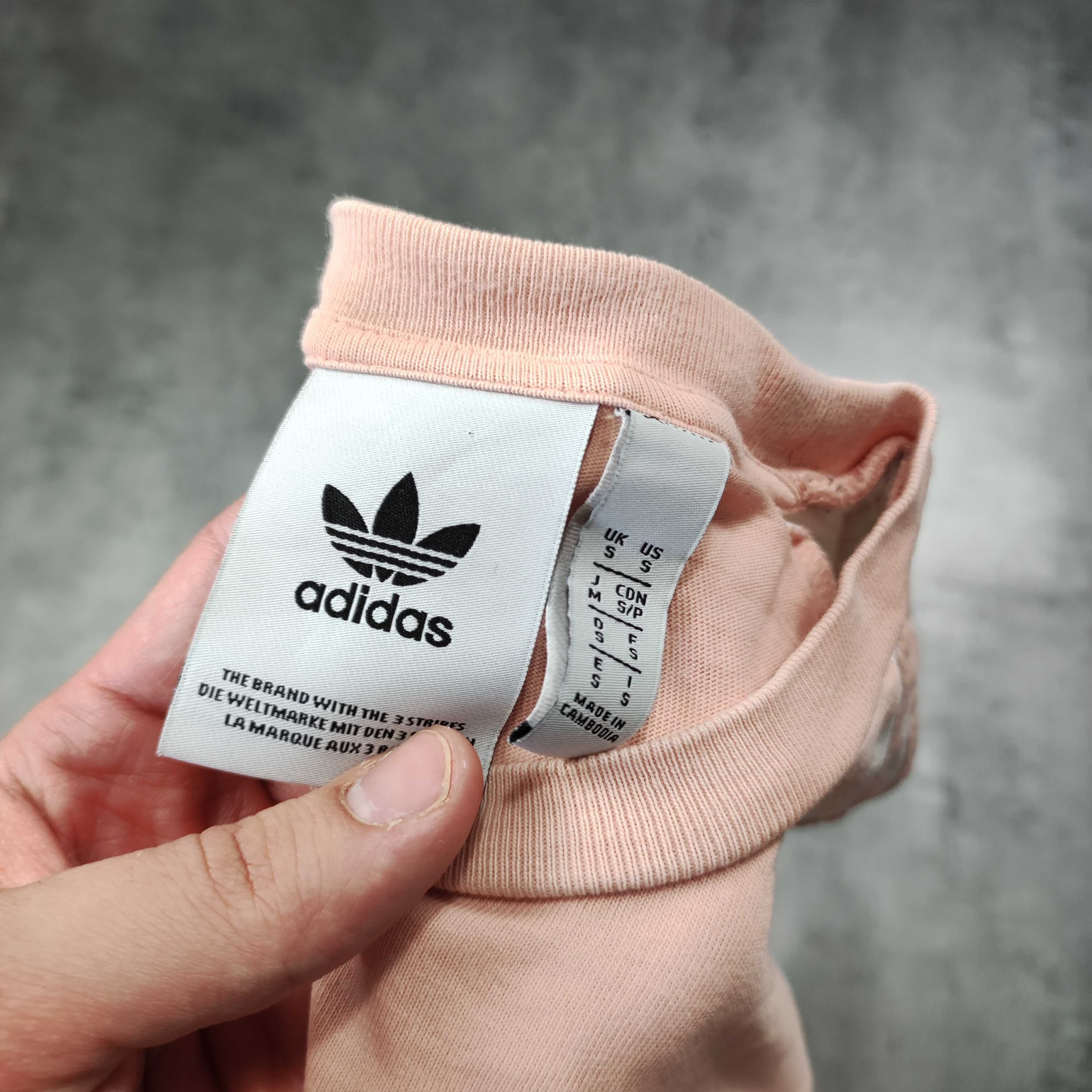 MĘSKA Koszulka Bawełna Lekka California Adidas 3 Paski Pudrowy Róż
