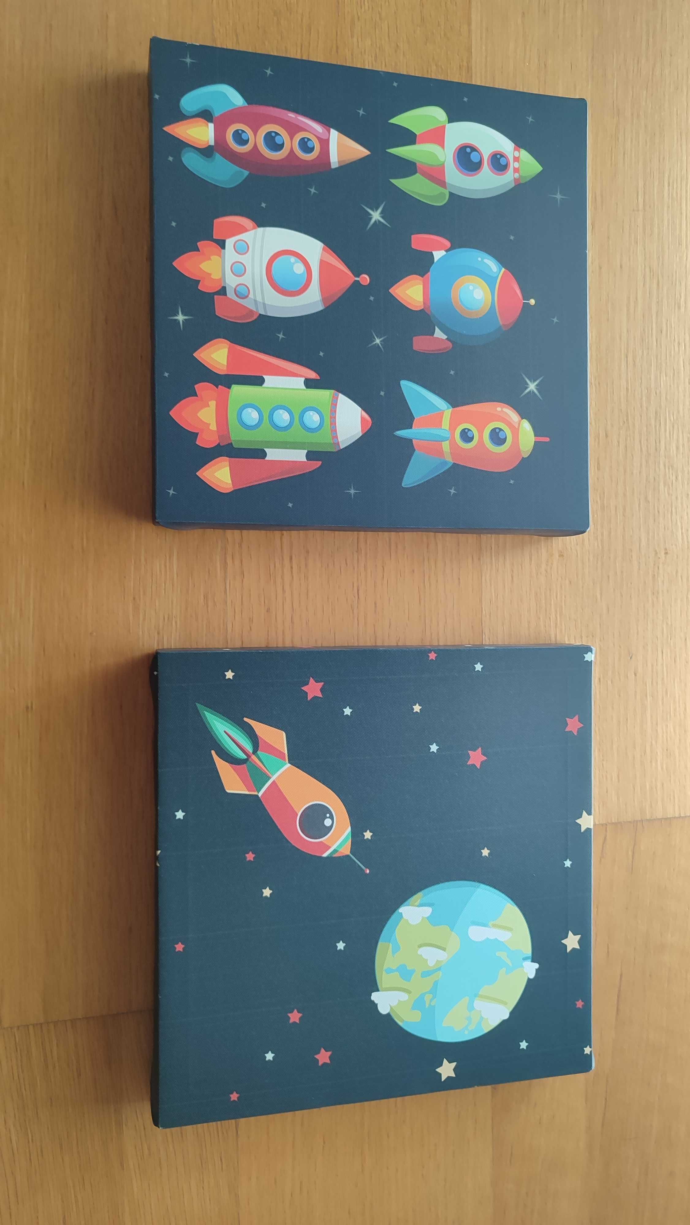 Conjunto telas para quarto de criança naves espaciais