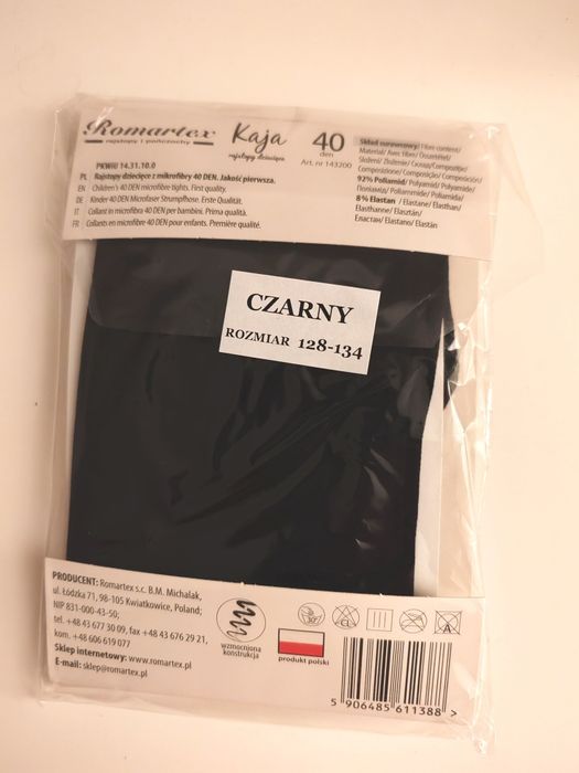 Rajstopy dziewczęce czarne gładkie 40 den na Halloween 128/134