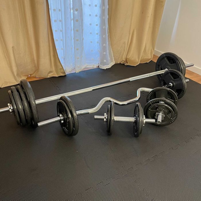 Zestaw Obciążeń Żeliwnych 93 kg Siłownia Hantle Sztanga Ciężary Żeliwo