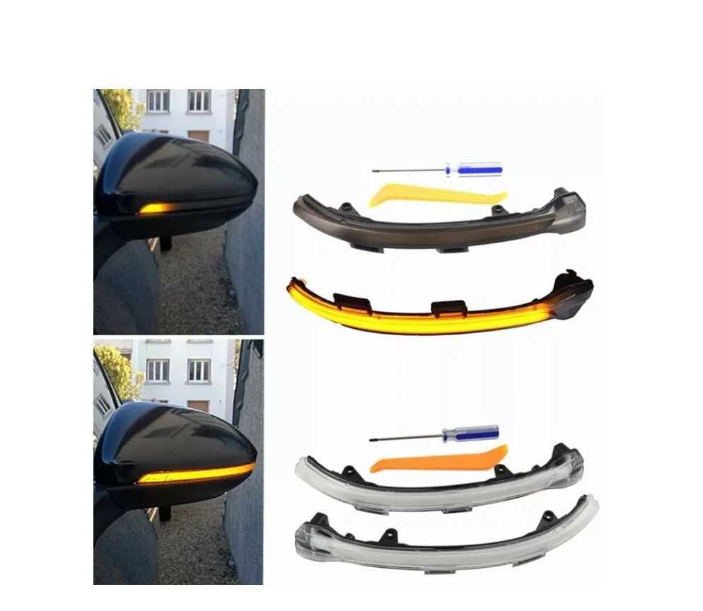Piscas dinâmicos retrovisor Vw Golf 7 e 7.5 semi fumada e cristal