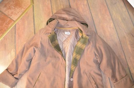 Kurtka płaszcz jesienno-zimowy z kapturem i ocieplaczem L