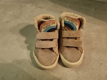 Buty zimowe zamszowe ZARA 23 z kożuszkiem