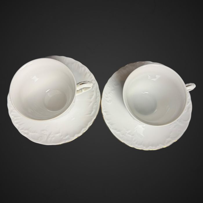 2x Filiżanka ze spodkiem ćmielów rococo złota linia B5/020202