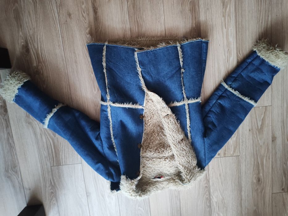 Ciepła kurtka jeansowa, kożuch