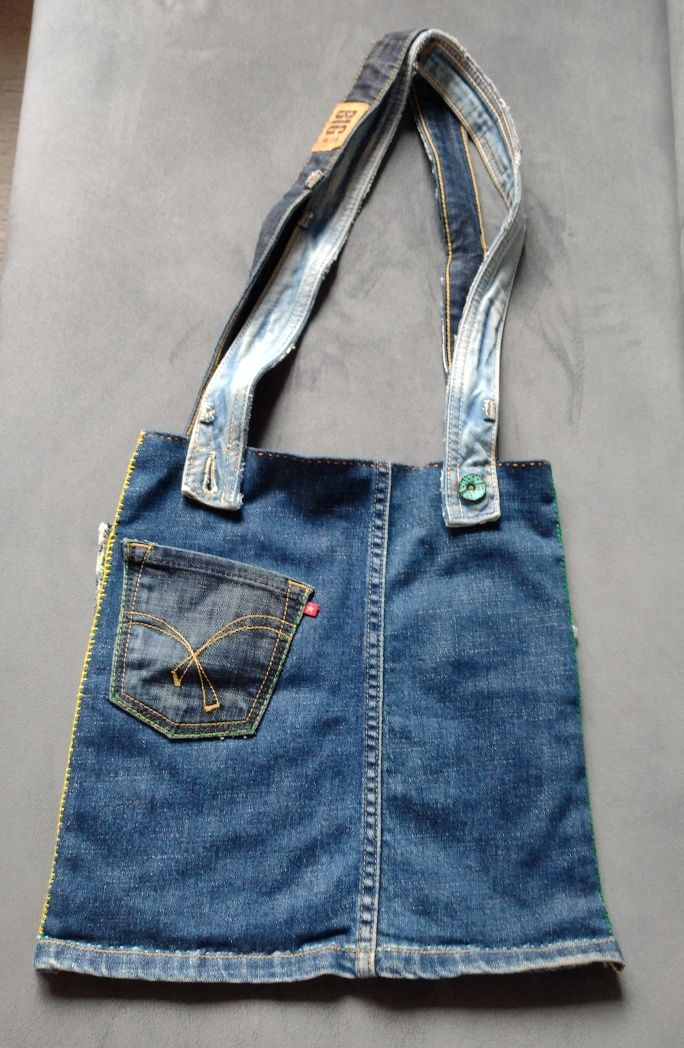 Patchworkowa torebka dżinsowa na ramię hand made
