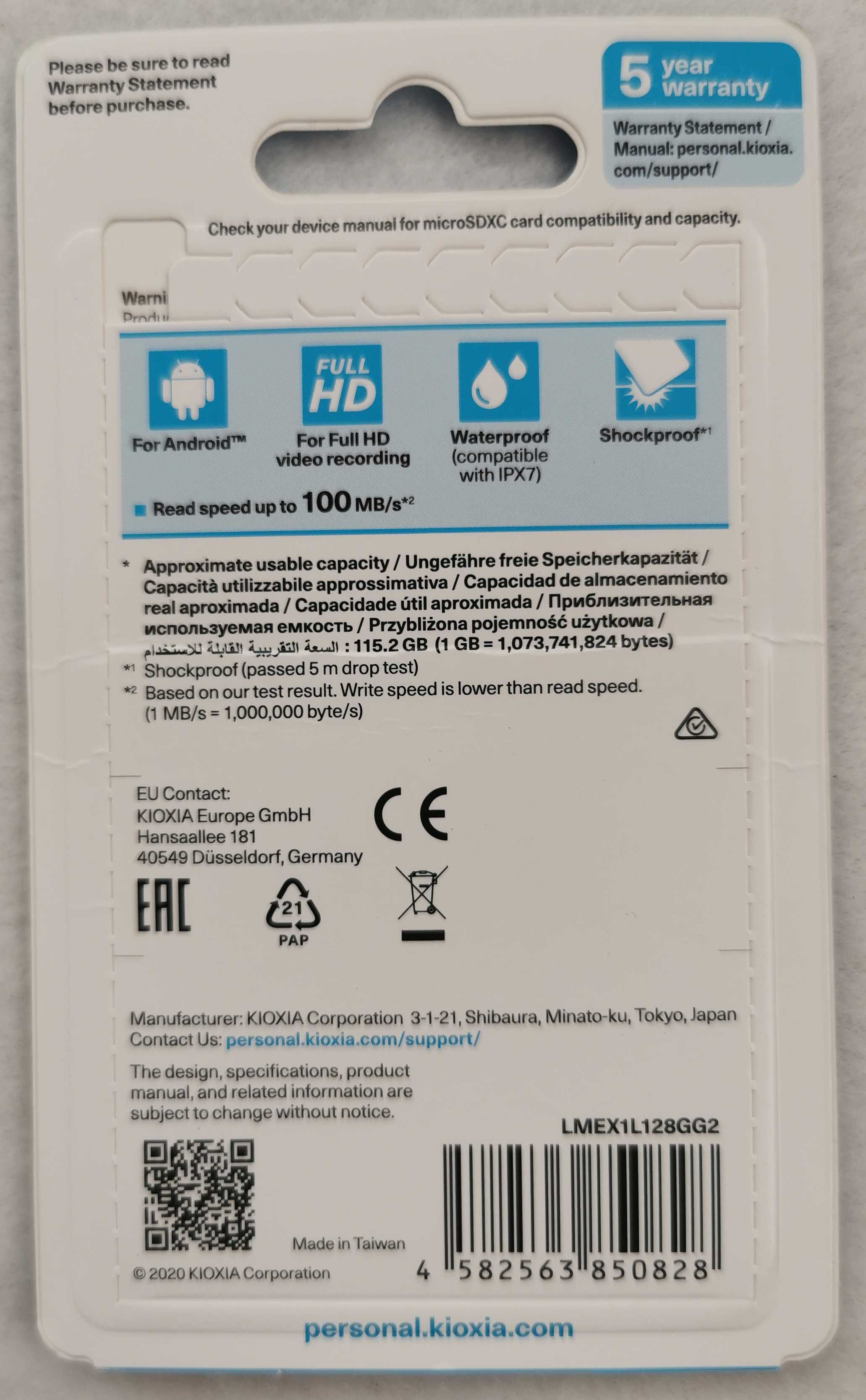 Karta pamięci KIOXIA Exceria microSDXC 128GB + adapter Nowa