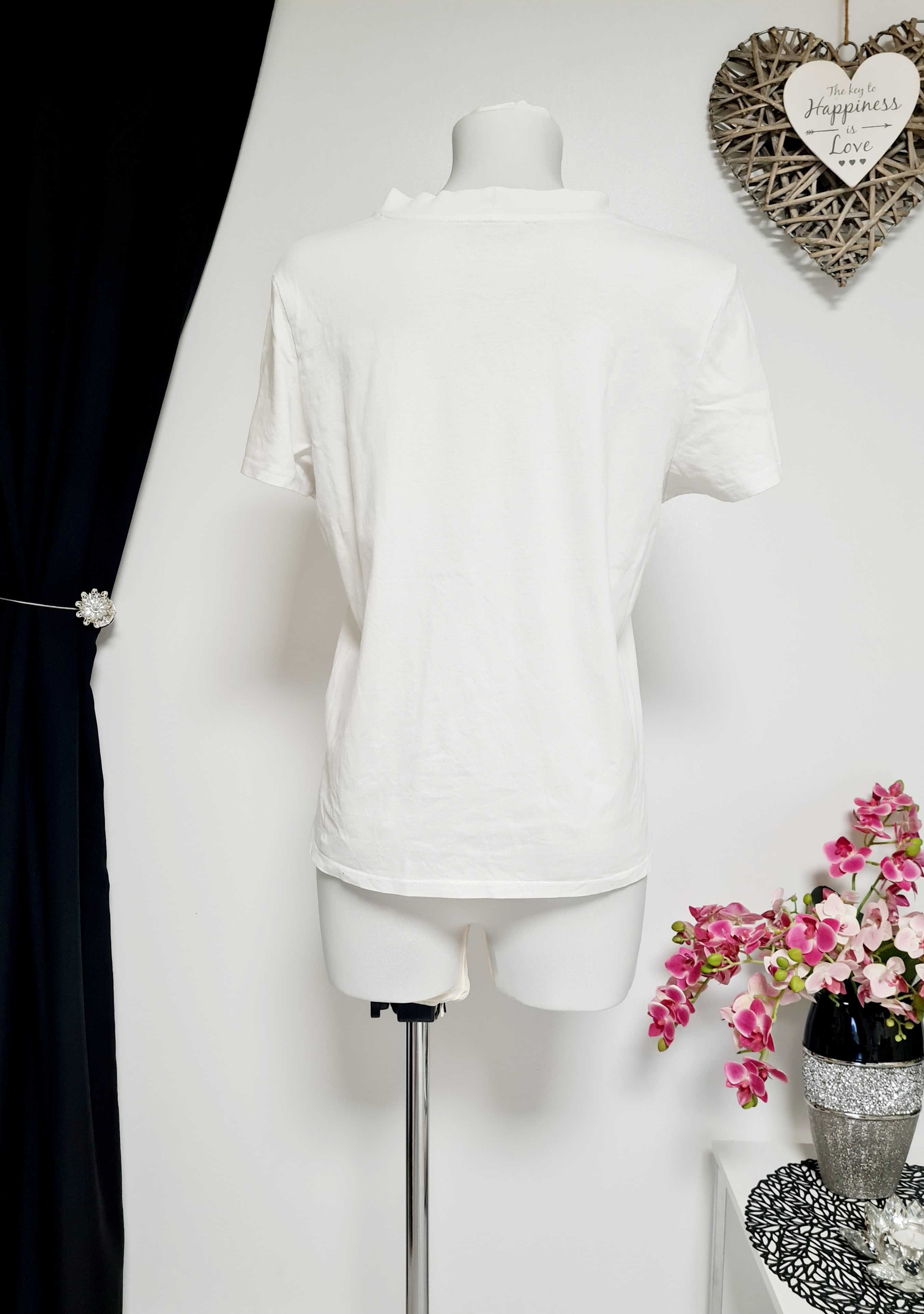 385. Biała bawełniana bluzka damska koszulka t-shirt M 38