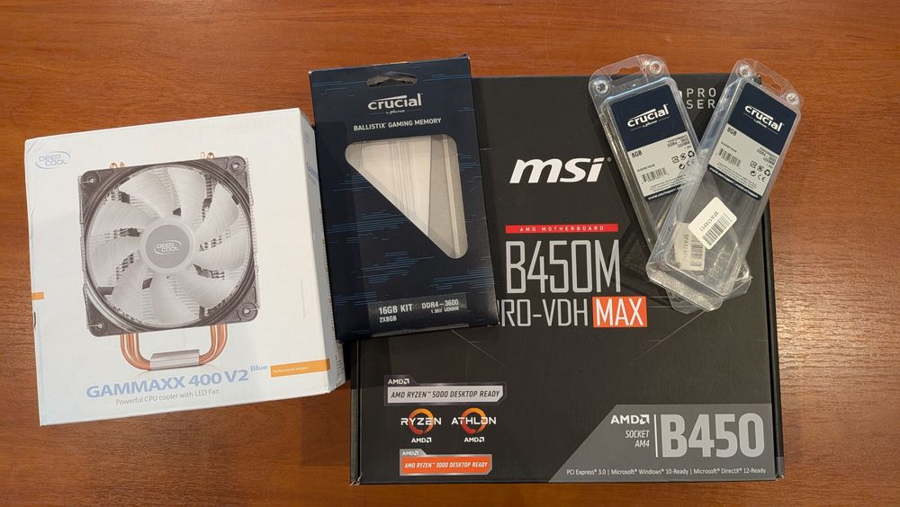Ryzen 5600, msi b450 pro vdh-max, 32gb RAM 3600mhz комплект