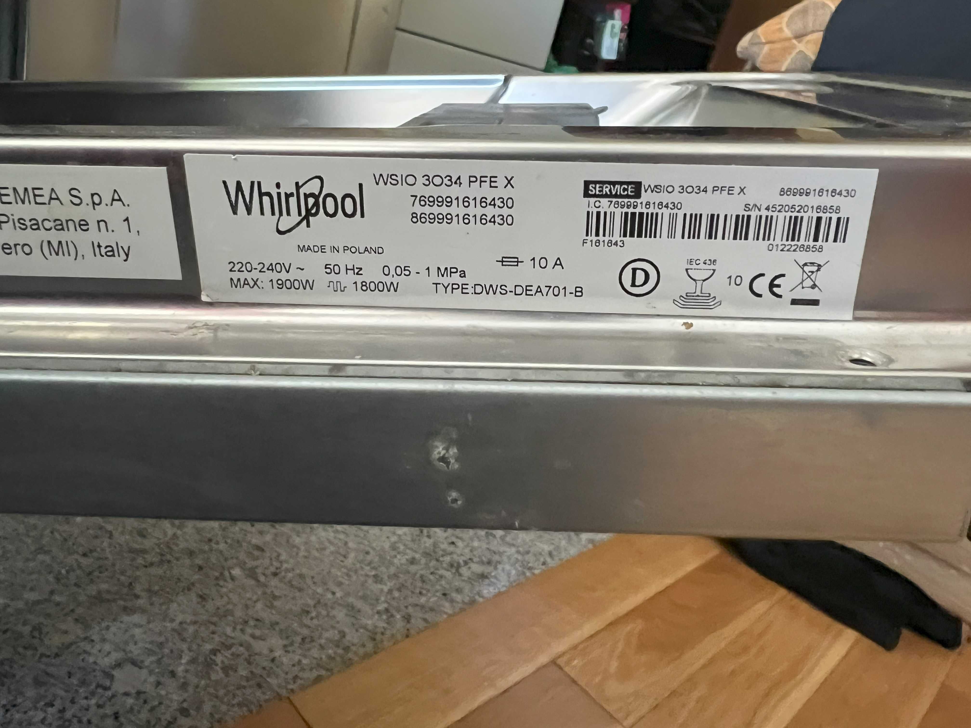 Zmywarka Whirlpool WSIO 3034 PFE X