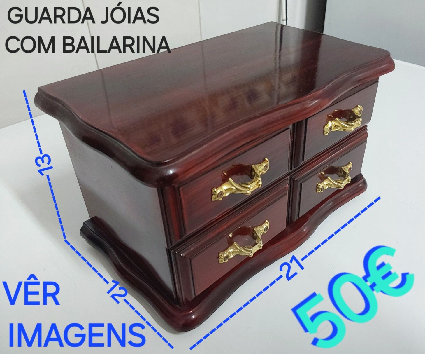 CAIXA GUARDA JÓIAS MUSICAL COM BAILARINA.Casa,Quarto,Sala,Cozinha.