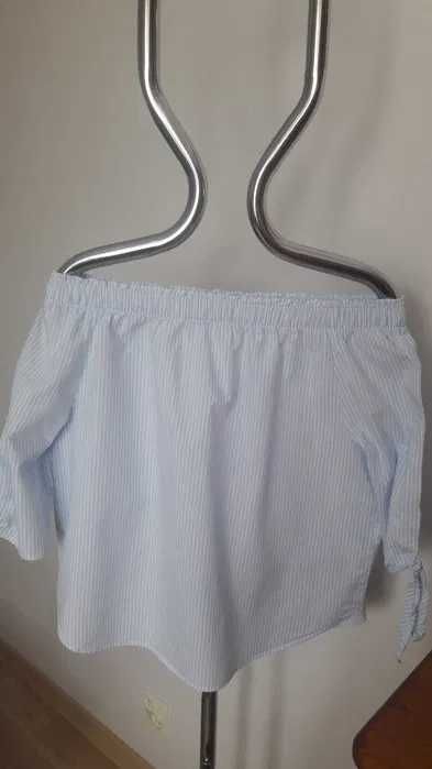 Bluzka hiszpanka błękitna prążki 34-36