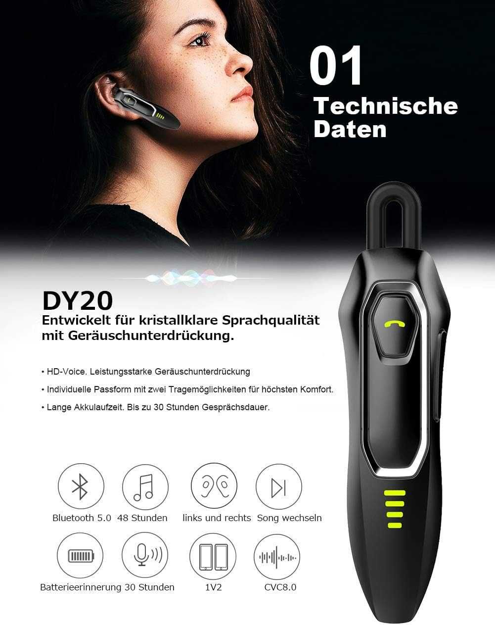 Micool Zestaw słuchawkowy Bluetooth do telefonu komórkowego V5.0